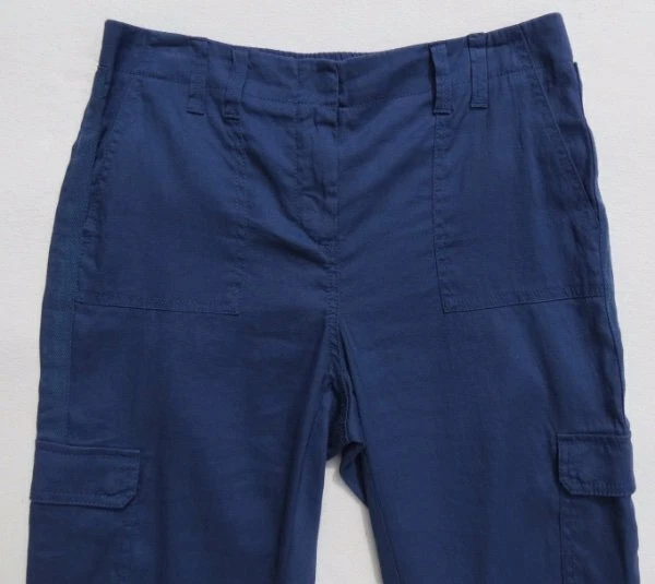 CHICO’S 蓝色弹力棉亚麻休闲工装作物裤子尺寸 0 美国 S 4 6 完好 — 第 2/4 张图片