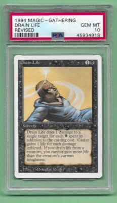 1994 MTG Magic the Gathering Revised Edition Drain Life PSA Gem Mint 10 ...
