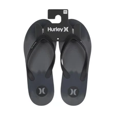 HURLEY Men's Thongs Size 10 Grey And Black Flip Flops Sandals Beach Shoes Slides