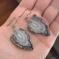 Australian Banded Agate Sterling Silver Earrings Handmade Studio Natures Art 925