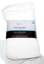Mainstays 9 Pack Utility DishCloth Set White Kitchen Cotton Dish Cloth