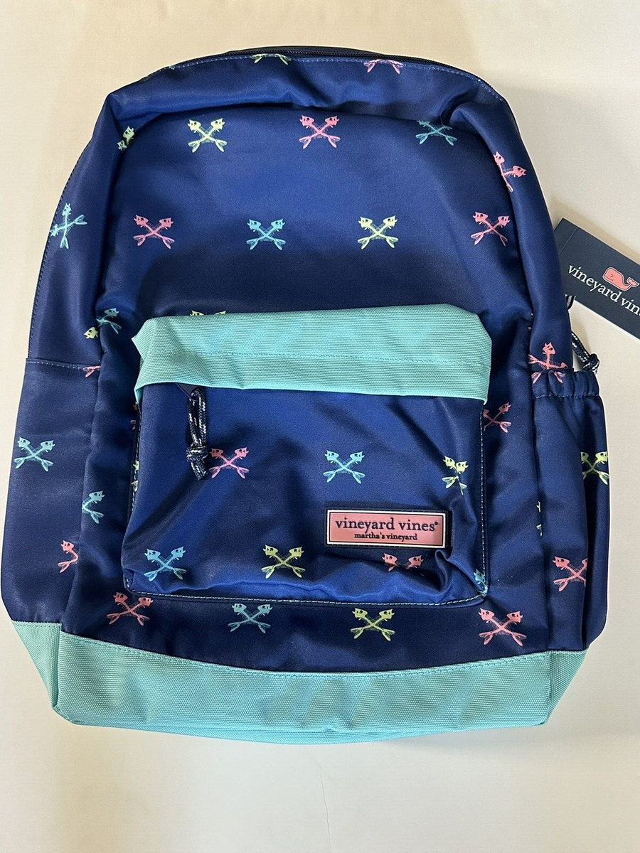 VINEYARD VINES Fish Bones Large Backpack Navy Blue Lap Top  display picture 1