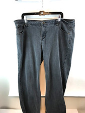 Faded Glory Women's Petite Size 18 Jeans Black Stretched Eased Straight DarkWash