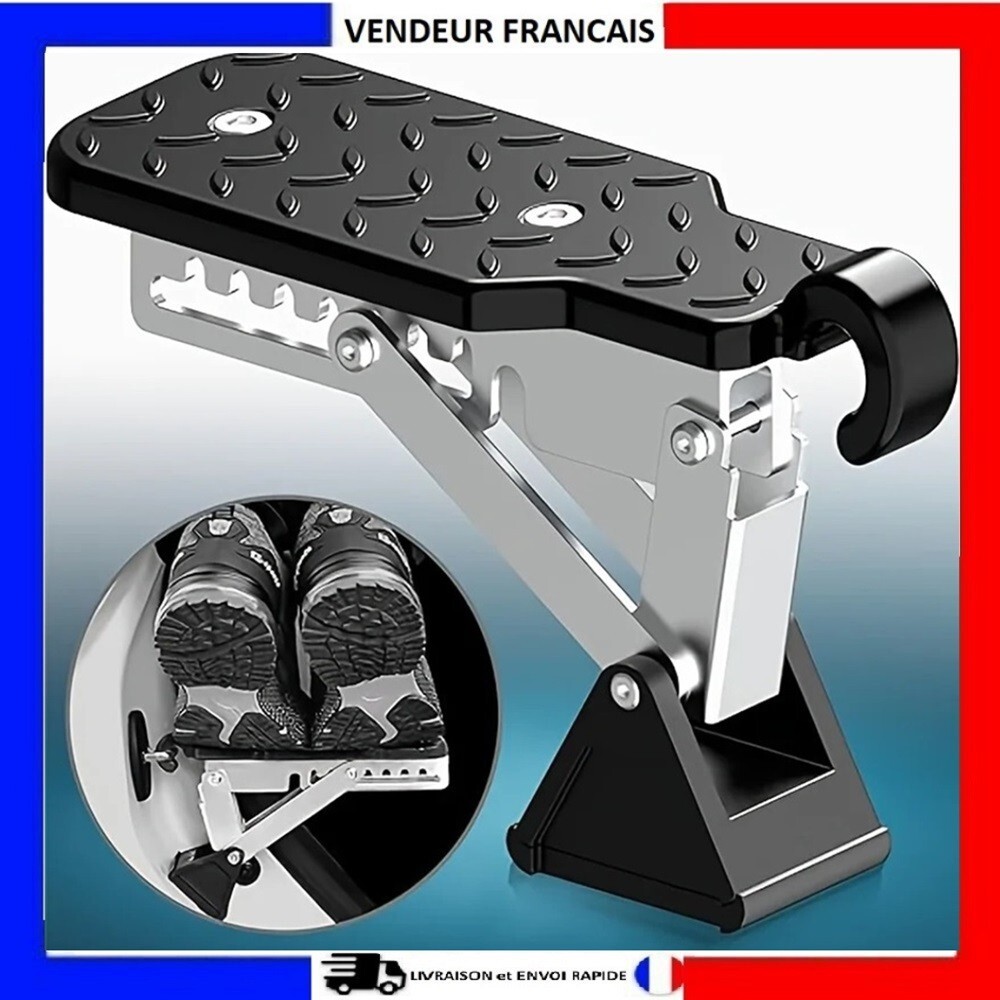 Marchepied de portière de voiture pliant en alu noir universel pour barres de toit