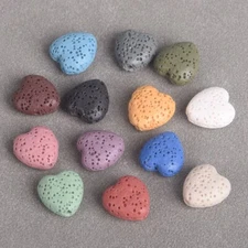 10pcs Heart Shape 14x13mm Natural Volcano Lava Stone Loose Crafts Beads DIY Lot
