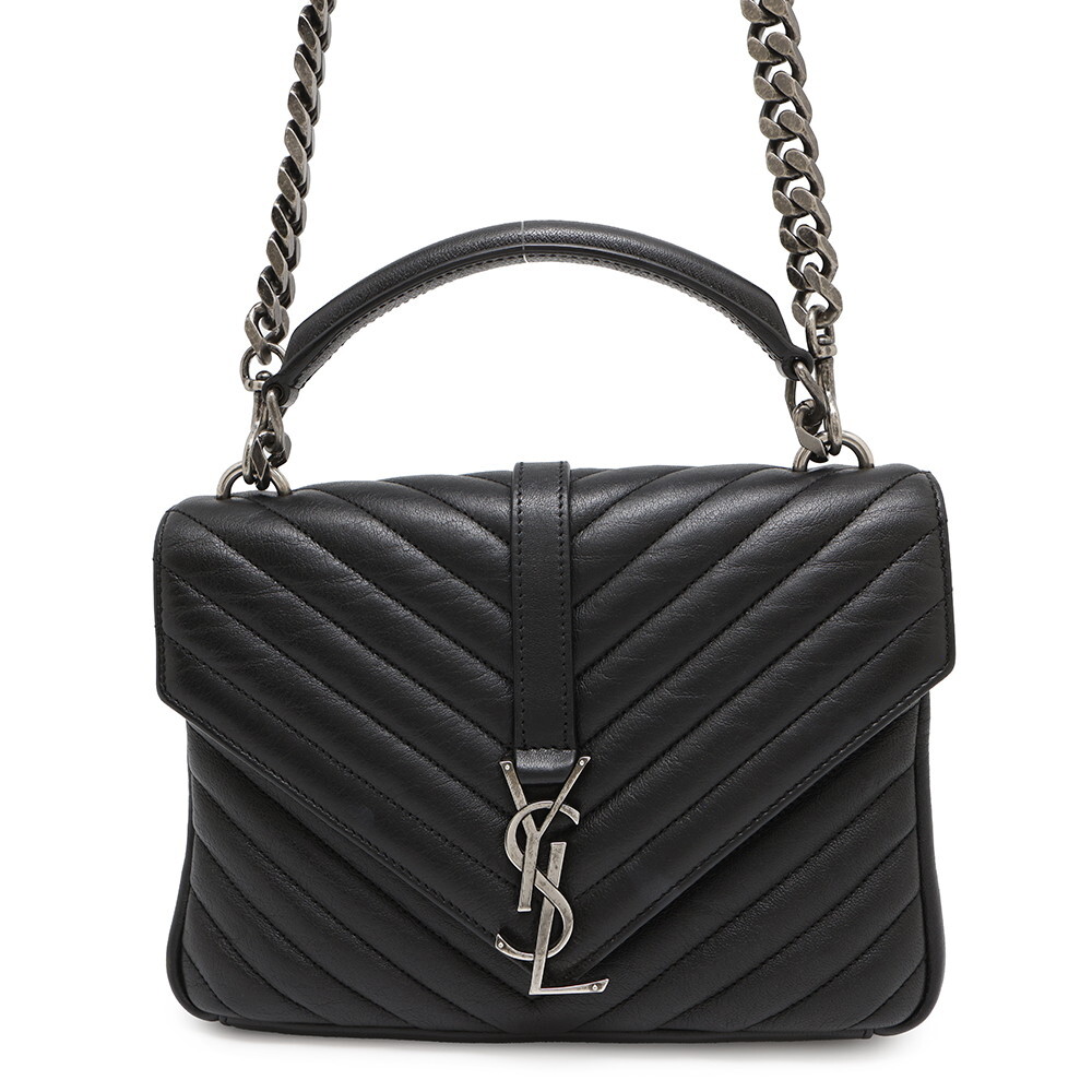 Borsa a mano SAINT LAURENT PARIS College 2WAY in pelle nera 428056