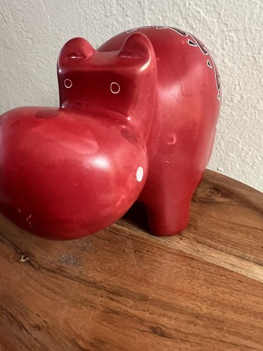 Geschnitzte Speckstein Nilpferd Figur Nilpferd rot afrikanisch - Bild 5 von 7