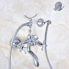 Chrome Brass Bathroom Tub Filler Mixer Water Faucet Hand Shower Tap Set 2na765