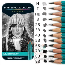 Prismacolor Turquoise Soft Graphite Pencil Set - 12 Sketching Pencils