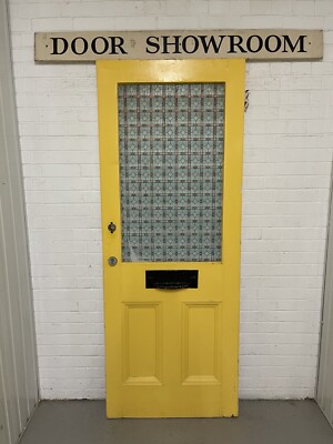 Aufgearbeitete alte edwardianische viktorianische Holzplatte Front- oder Seitentür 2080 x 800 mm