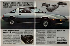 1978 MAZDA RZ-7 GS Vintage Original 2 page Print AD Silver car photo 240-Z MG-TC