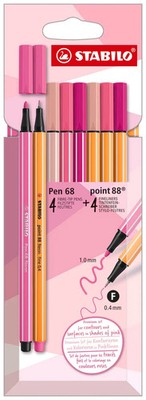 Premium-Filzstift STABILO Pen 68 und Fineliner point 88 8er Etui Shades of Pink