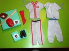 Vintage Barbie KEN BASEBALL UNIFORM HAT BALL GLOVE BAT CLEATS 1981 3796 UNIFORM