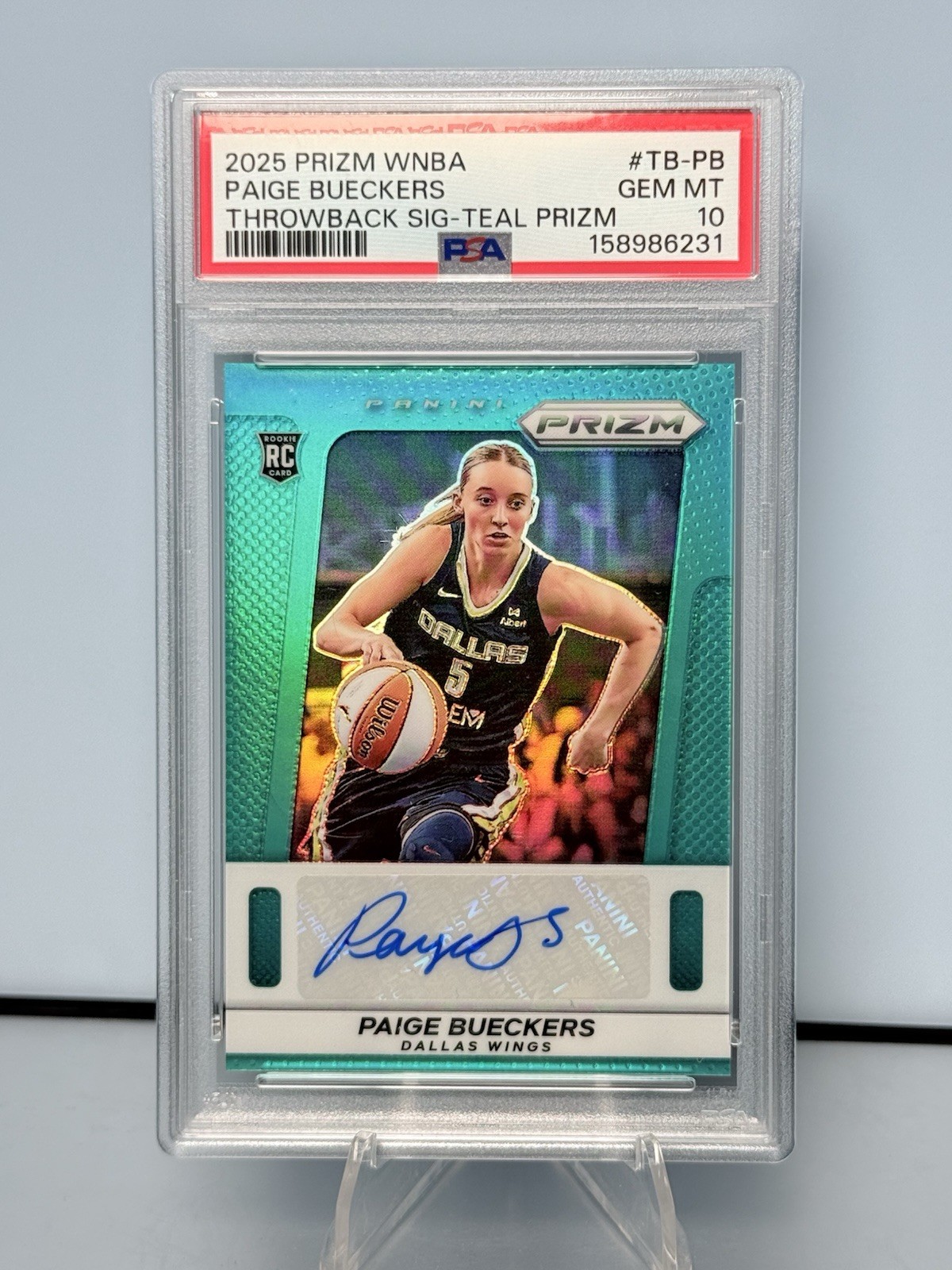 2025 WNBA Prizm Paige Bueckers Signatures Rookie RC Teal Auto #/35 PSA 10 GEM view 1