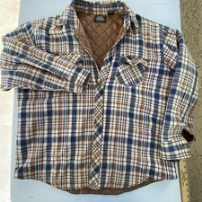 Vintage High Sierra Shirt Jacket Mens XL Brown Plaid Quilted Lined Wool Blend