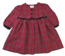 Vintage Janie and Jack Toddler Girl Size 24 Months Red Plaid Christmas Over Coat