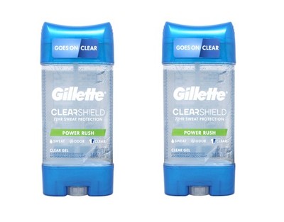 2 Pack of Gillette Anti-Perspirant Deodorant Clear Gel, Power Rush 3.8 Ounce
