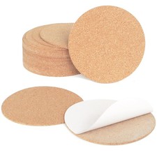 24 Pcs 2mm Thick Self-Adhesive Cork Sheets Cork Coasters, 4 Inch Round Cork B...