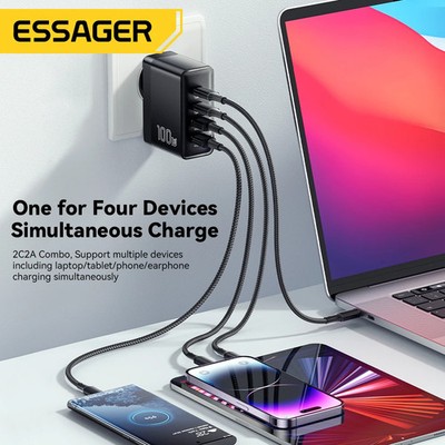 100W USB charger for laptops,MacBooks,PDs,iPhone16,15,14Pro,and Samsung devices.