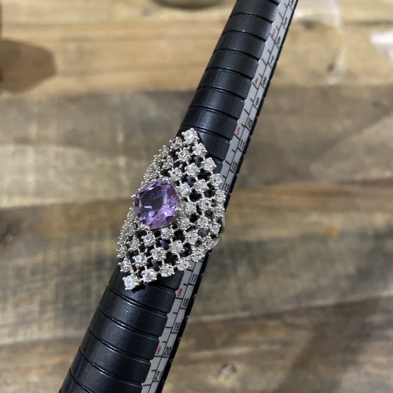 Rarities Carol Brodie Knuckle Cocktail Ring 7 Silver Amethyst