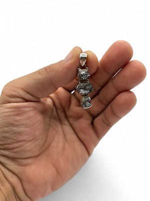 Artisan Made Brutalist Sterling Silber 925 Campo Del Cielo Meteorit Anhänger