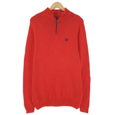 Chaps Vintage Pullover Sweater 1/4 Zip Rot Baumwolle Zb6 Größe M