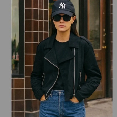 ACNE STUDIOS Hopi Biker Cropped Denim Jacket Vintage Black (Size 40) 100%Cotton