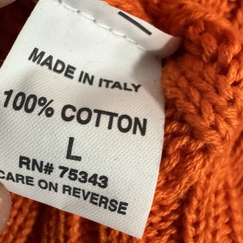 NEW Stambecco Italian Chunky Knit Turtleneck Sweater Cowl Size L SLIM Orange Y2K - Picture 9 of 16