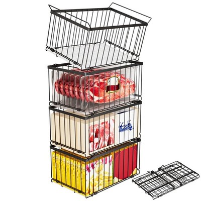 Large Freezer Organizer Bins, Upgrade -Touch Open/Close, for 5-9 Cu.Ft Deep F...