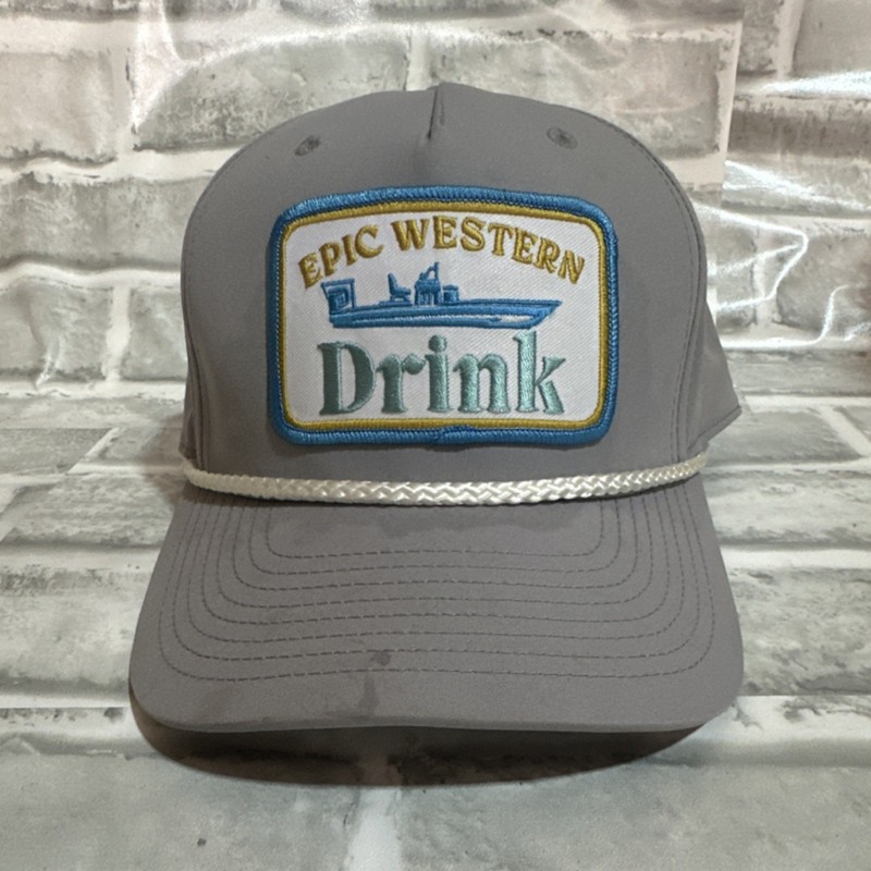 Richardson Gray Snapback Hat Epic Western Drink Distillery Theme Advertising