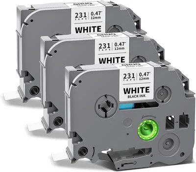 AVGOTOP Schriftband TZe-231 12mm für Brother P-Touch PT E100 H105 D200 300 1000 1010