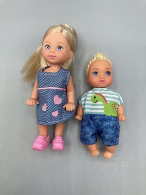 Lot SIMBA DOLLS Dolls 5  GIRL & 4  TODDLER LITTE BROTHER - DRESSED IN EUC