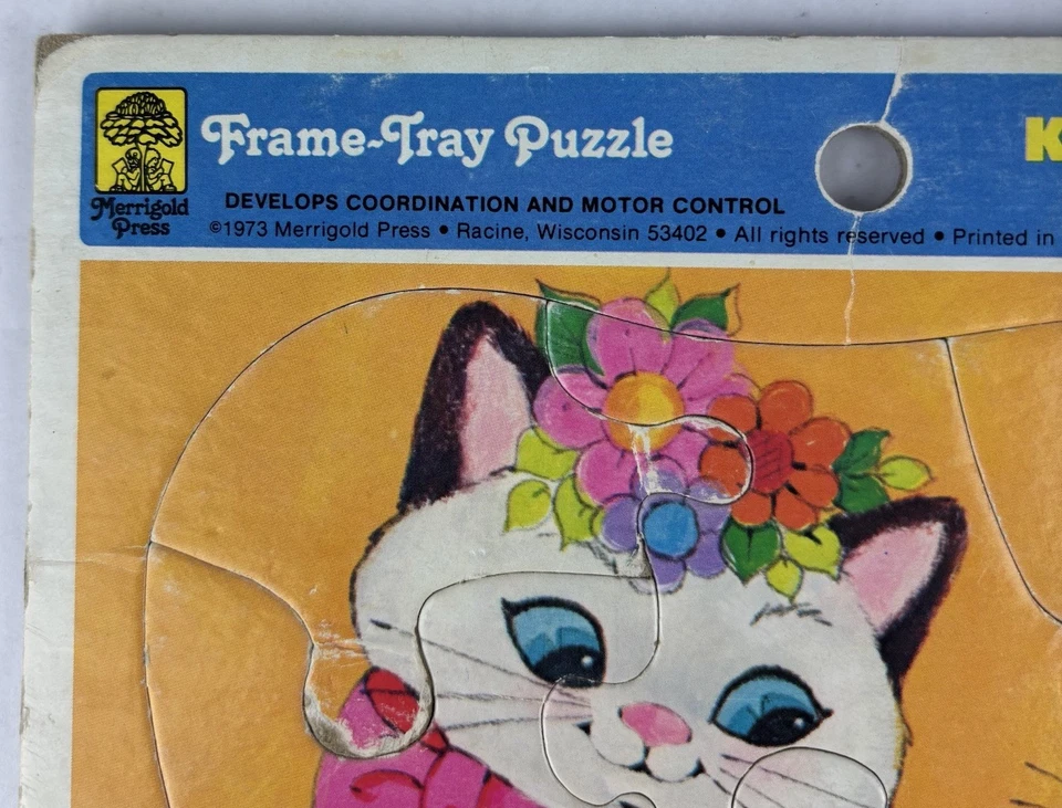 Vintage Puzzle Lot 1983 Mattel POOCHIE Frame Tray KITTENS AT PLAY 1973 USA Cat - Image 3 of 4