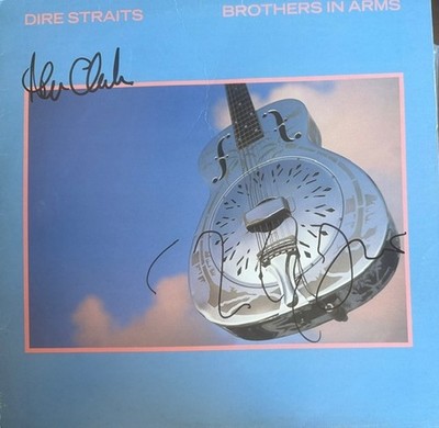 SIGNED MARK KNOPFLER CLARK DIRE STRAITS BROTHERS IN ARMS VINYL LP EXACT PROOF