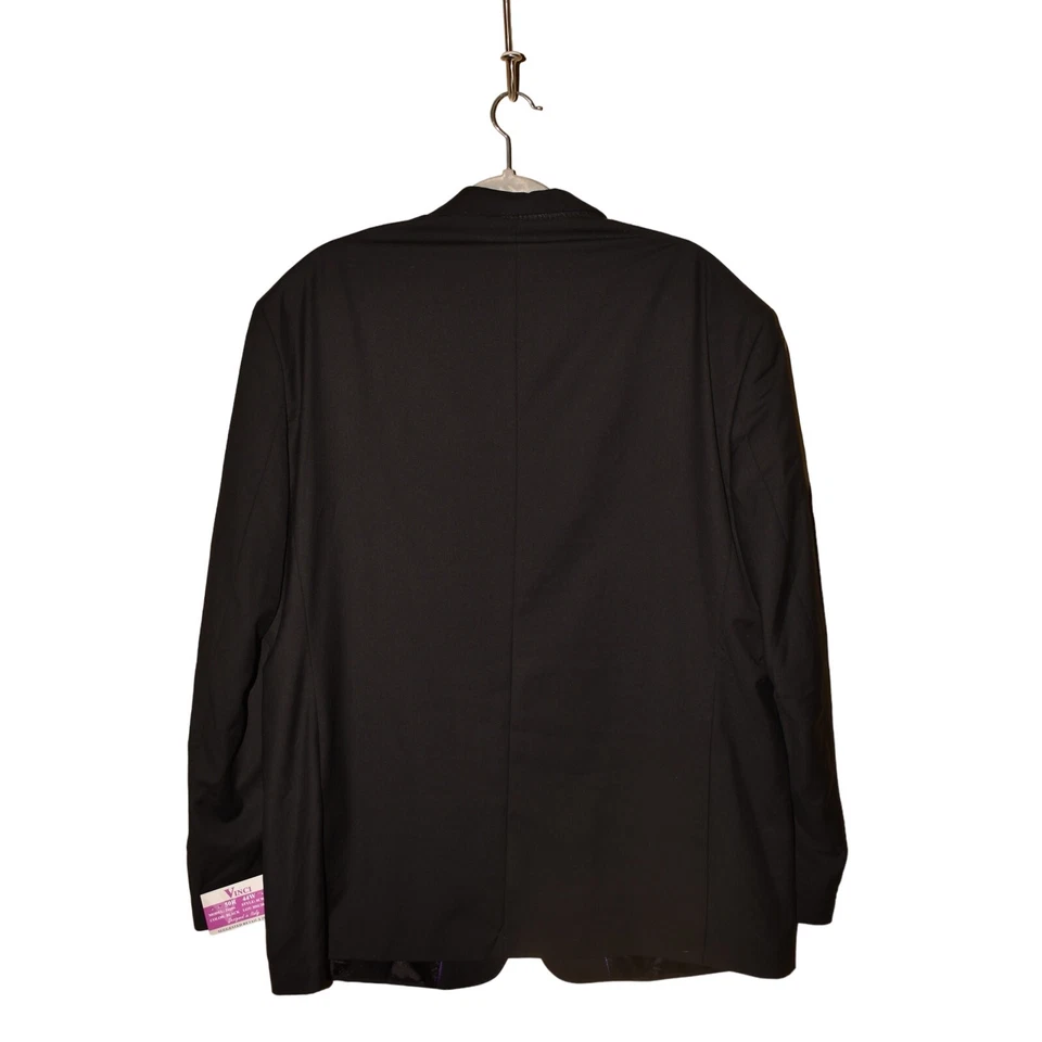 VINCI NEW $300 Slim Fit Black Zegna Two Piece Pant Suit Blazer Jacket Men's 50R - Image 3 of 4