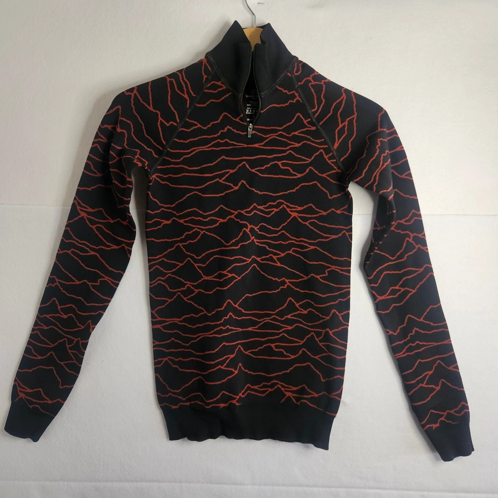 Sweaty Betty Base Layer Top Red Line Mountain Quarter Zip Ski Thermal Small