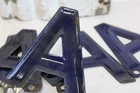 ONE Vintage Porcelain Letter "A" Sign salvage Cobalt Blue