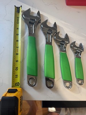 snap on adjustable wrench set, green