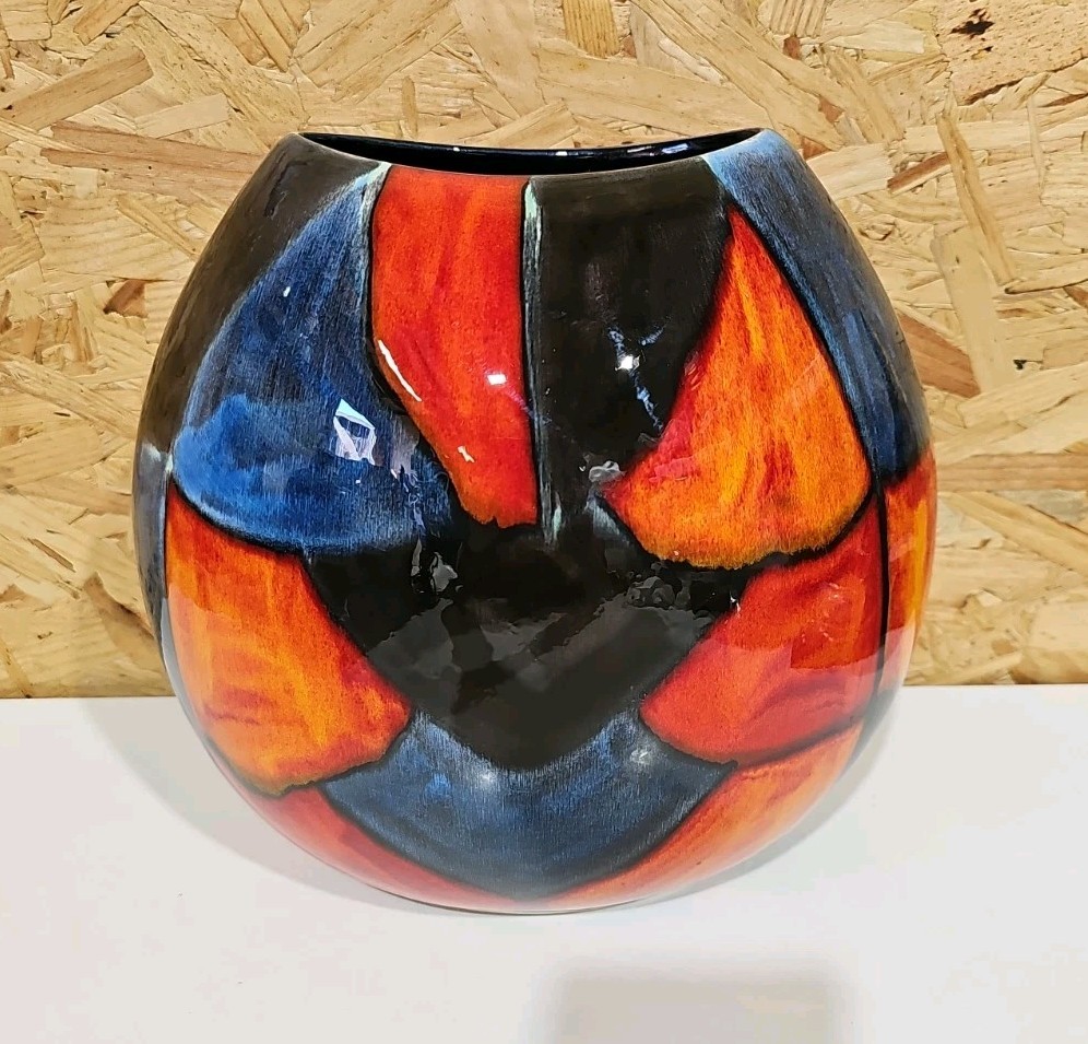 Poole Pottery Mosaic Purse Vase Hand Painted Volcano Living Glaze — image 2