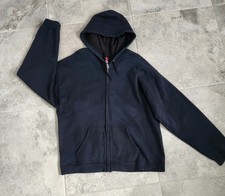 Men  s HANES Premium Ecosmart navy-blue fill-zip hoodie L pockets