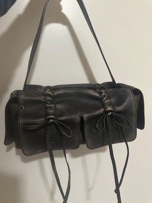 Original Acne Studios Multipocket Shoulder Bag in Dark Brown Distressed Leather