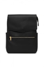 LUXURY BLACK LEATHER BABY CHANGING BAG WITH CHANGING MAT AND BOTTLE WARMER