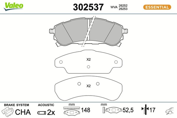 Valeo Bremsbelagsatz Scheibenbremse Essential 302537 FüR Ford Ranger Tke Ecoblue-image
