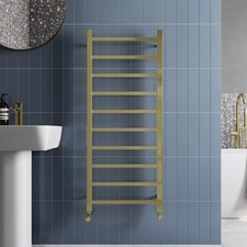 Bathroom Square Bar Heated Towel Rail Radiator Rads Ladder Brushed Brass