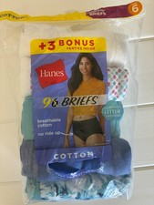 Women's 6 Medium Hanes Tagless Cotton Briefs Panties 8 Pack