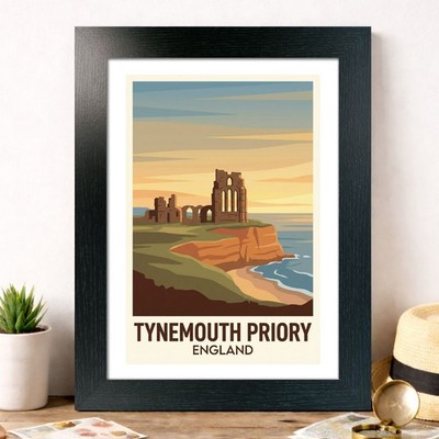 Tynemouth Priory, England Reise Poster Giclée Kunstdruck 252-1