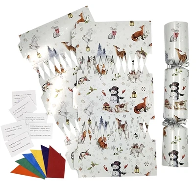 EVELAY LTD Christmas Cracker Make & Fill Your Own kit Makes 6 Crackers Hats Jokes Woodland