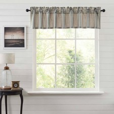 Farmhouse 16"x72" Valance Blue Rod Pocket Kitchen Window Curtains VHC Brands