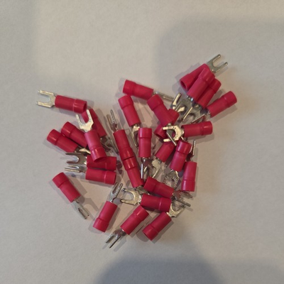 #ad 25pcs Panduit PV18 6FN M Pressure Terminal Connector RED STUD 6 Fork Terminal $20.00