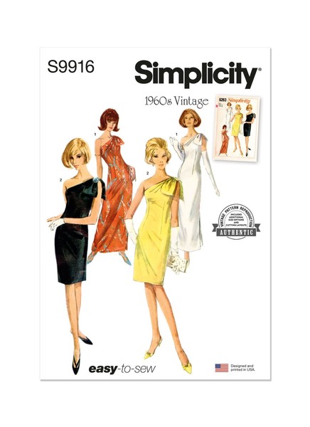 Simplicity 9916 1960Er Kleider Damen Vintage Schnittmuster GrößEn 6-14 & 16-24-image